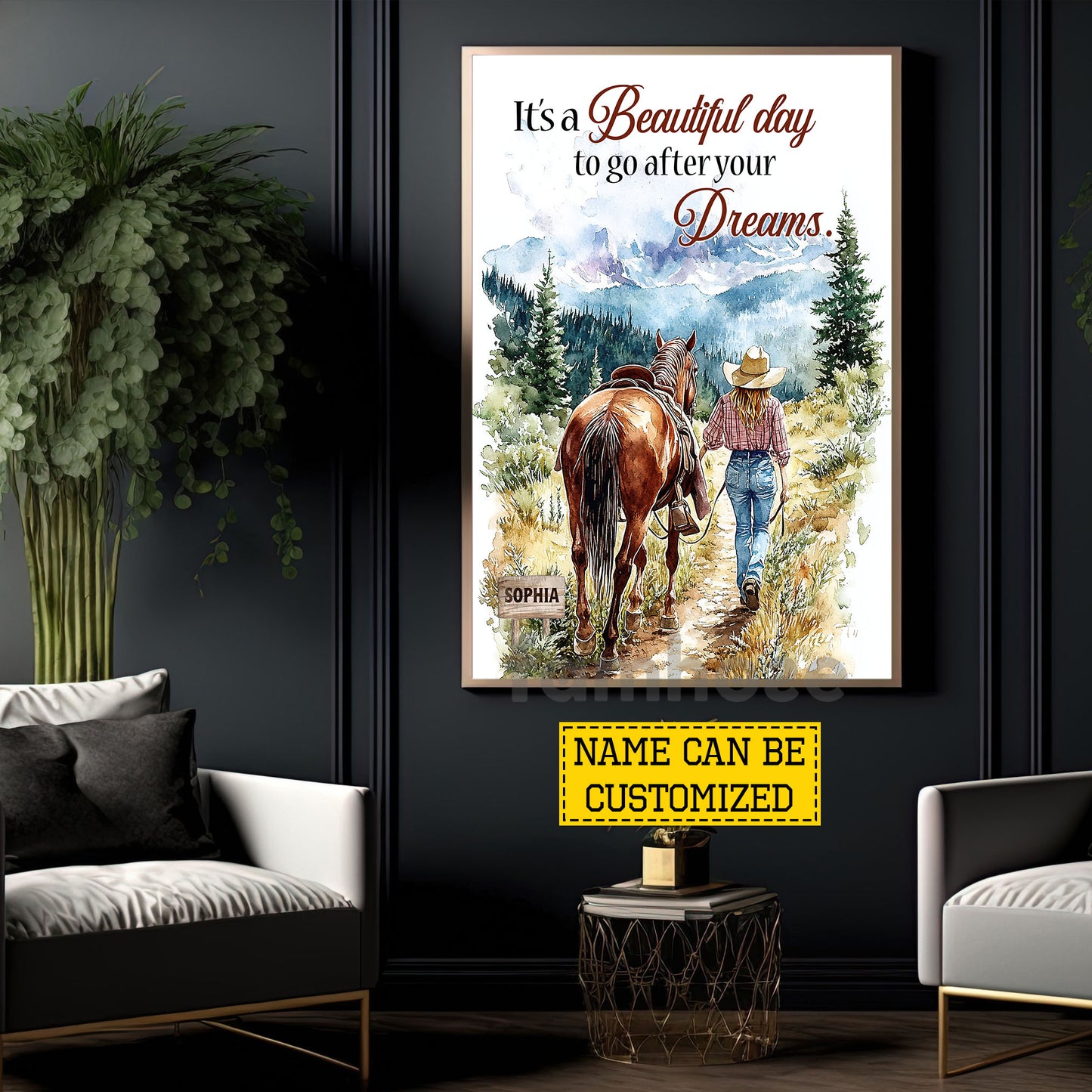 Personalized Cowgirl Canvas Painting, It's A Beautiful Day Wall Art Decor, Poster Gift For Cowgirl