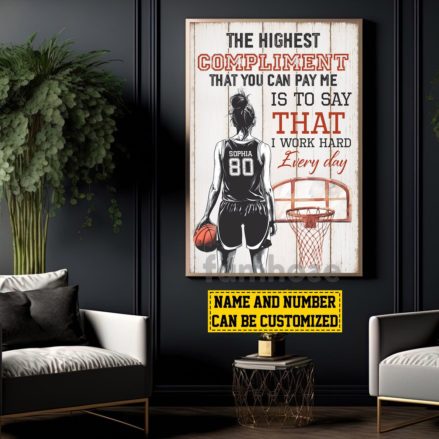 Personalized Basketball Woman Canvas Painting, The Highest Compliment Sport Wall Art Decor, Poster Gift For Basketball Lovers