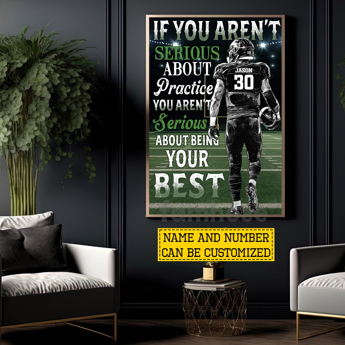 Motivational Personalized Football Canvas Painting, Being Your Best Sport Wall Art Decor, Poster Gift For Football Lovers