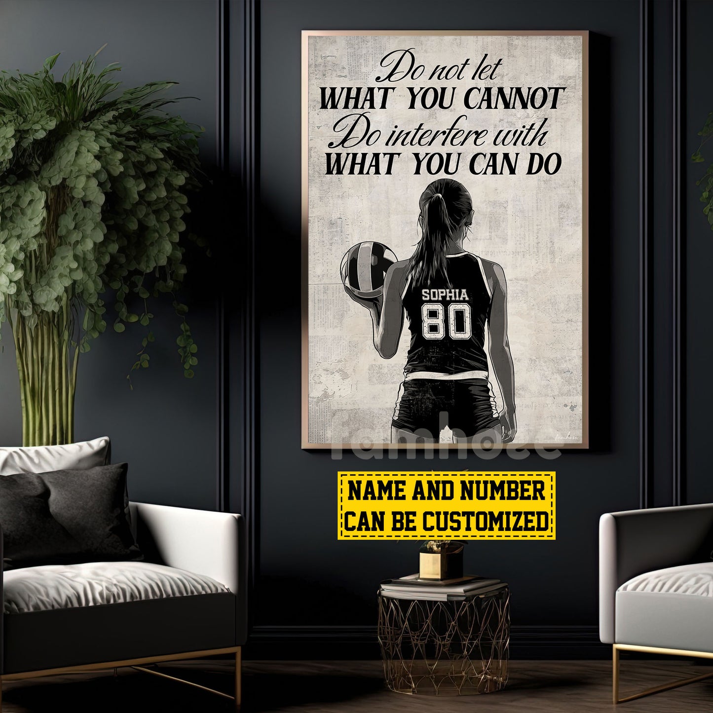 Motivational Personalized Volleyball Woman Canvas Painting, Do Not Let What You Cannot Do Interfere With What You Can Do Sport Wall Art Decor, Poster Gift For Volleyball Lovers