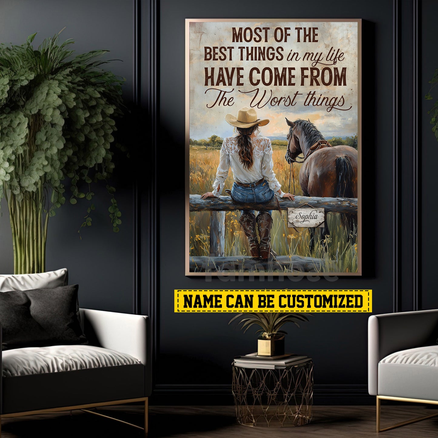 Personalized Cowgirl Canvas Painting, Most Of The Best Things Wall Art Decor, Poster Gift For Cowgirl