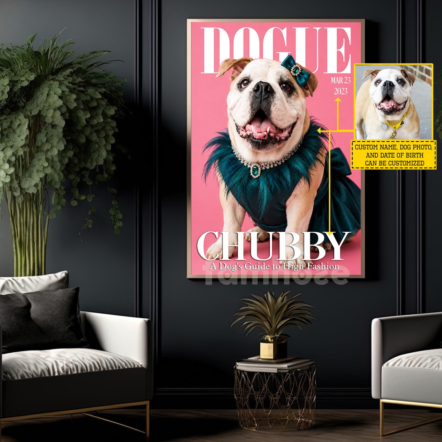 Funny Personalized Fashion Dog Canvas Painting, Dogue Wall Art Decor, Poster Gift For Dog Lover