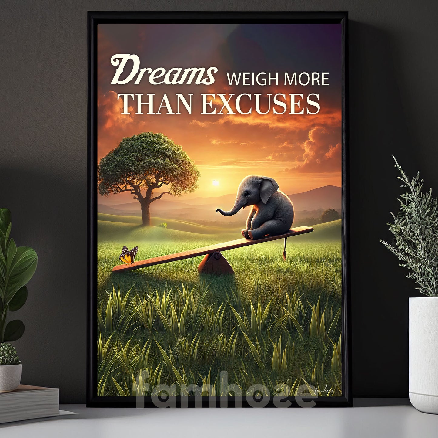 Dreams Weigh More Than Excuses Motivational Canvas Painting, Inspirational Quotes Wall Art Decor, Poster Gift for Decoring Office, Living Room, or Workspace