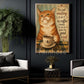 Funny Coffee Cat Canvas Painting, I'm Just Waiting To See Wall Art Decor, Poster Gift For Cat Lovers, Coffee Lovers