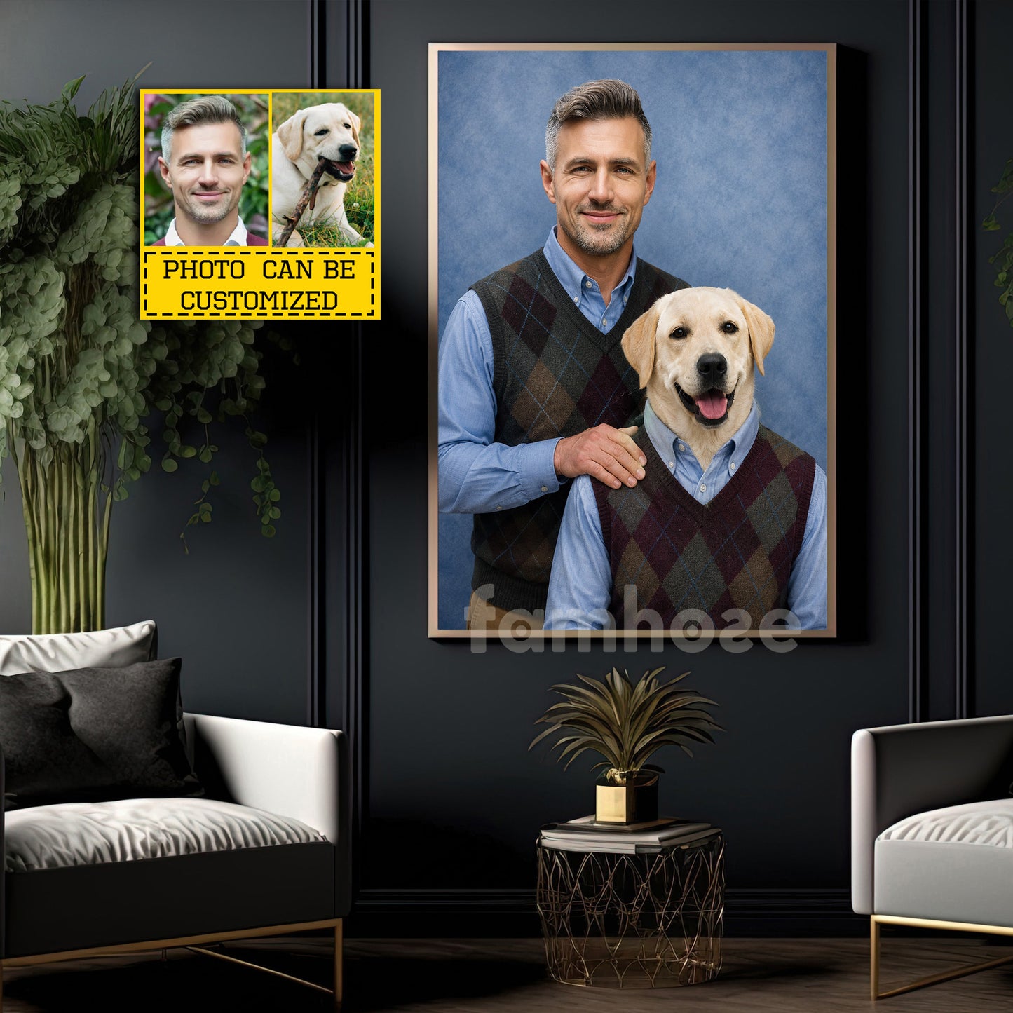 Funny Personalized Dog Owner Canvas Painting, The Perfect Pair Portrait Wall Art Decor, Poster Gift For Dog Lovers