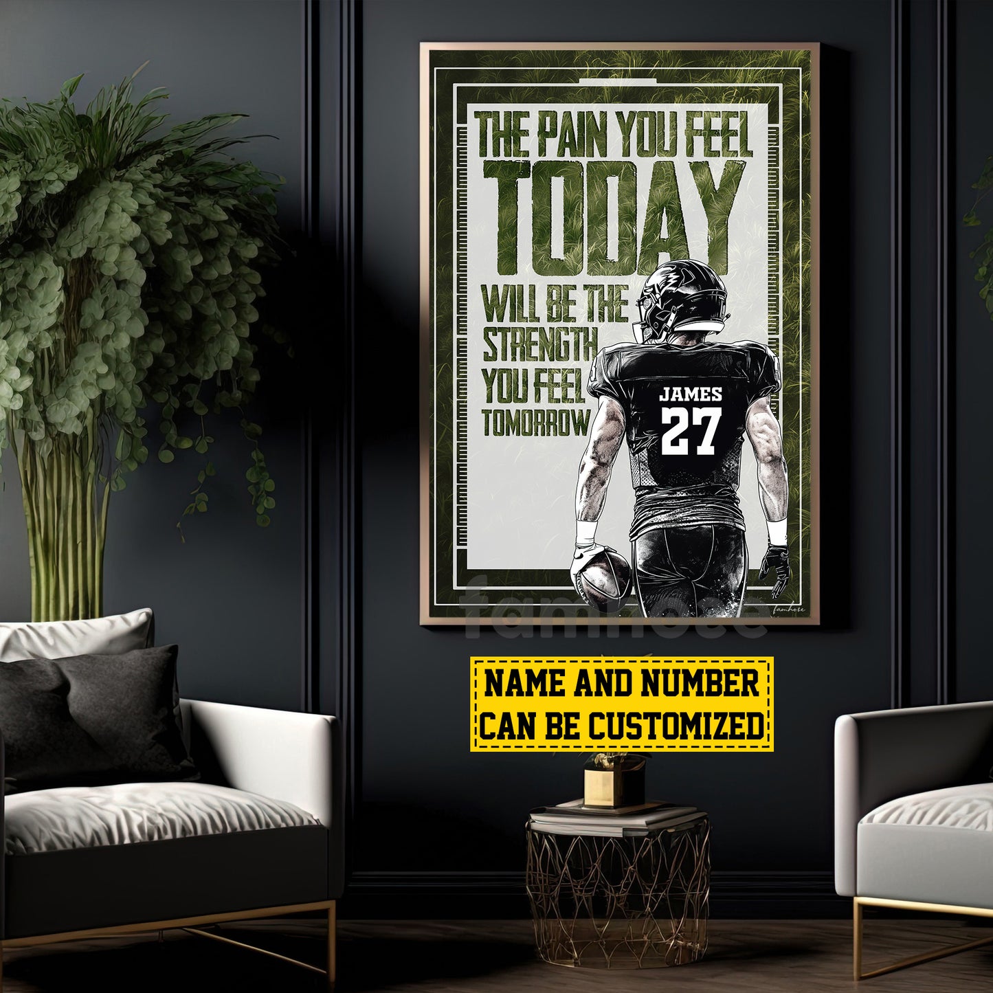 Personalized Football Man Canvas Painting, The Pain You Feel Today Sports Wall Art Decor, Poster Gift For Football Lovers