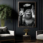 Funny Bigfoot UFO Illustration Canvas Painting, Sasquatch Alien Encounter Wall Art Decor, Poster Gift For Bigfoot Lover