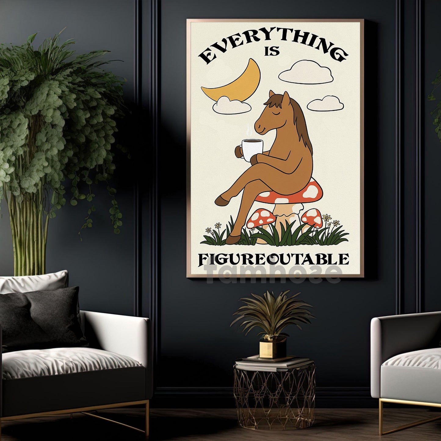 Funny Horse Canvas Painting, Everything Is Figureoutable Wall Art Decor, Poster Gift For Horse Lovers