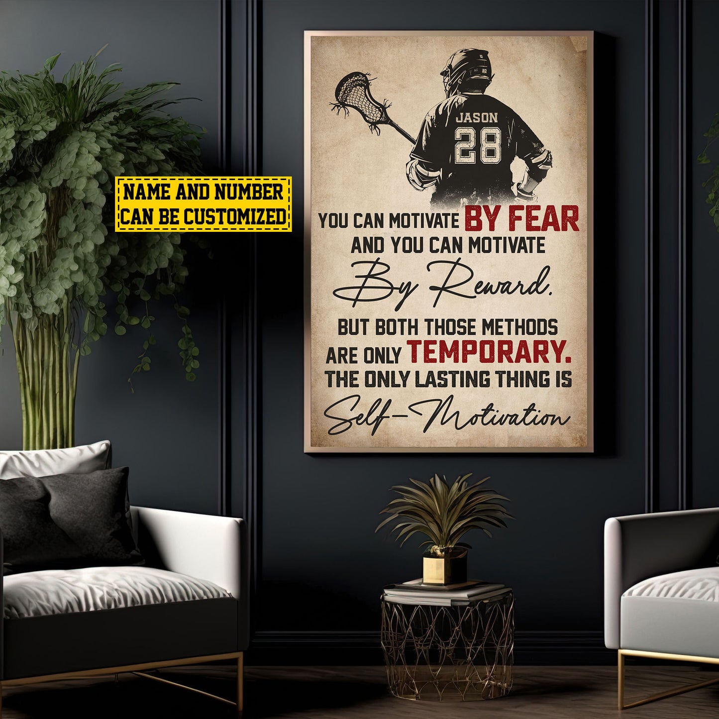 Personalized Lacrosse Canvas Painting, Self Motivation, Sports Quotes Wall Art Decor, Poster Gift For Lacrosse Lovers, Lacrosse Boys