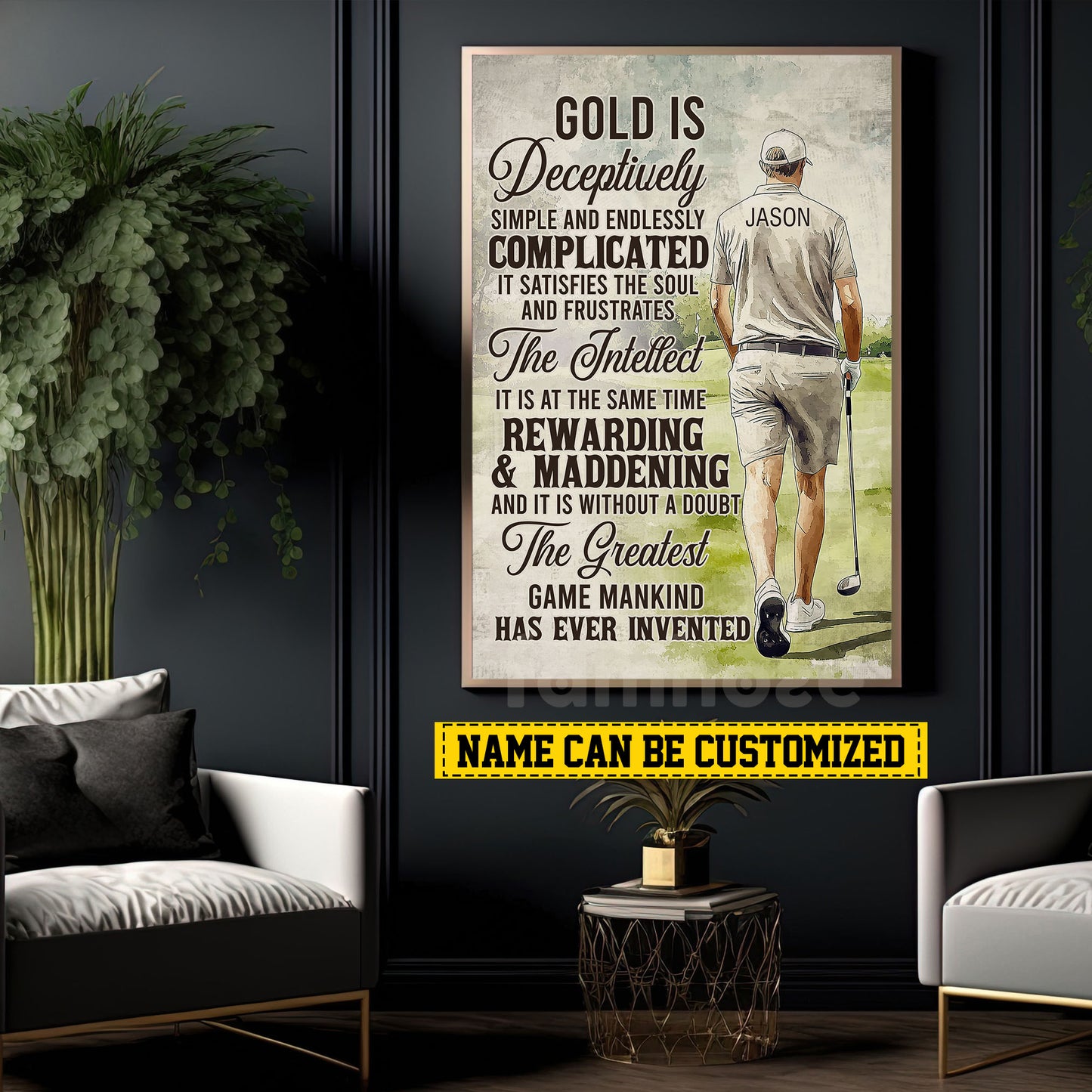 Interesting Personalized Golf Boy Canvas Painting, The Greatest Game Mankind Has Ever Invented Sport Wall Art Decor, Poster Gift For Golf Lovers