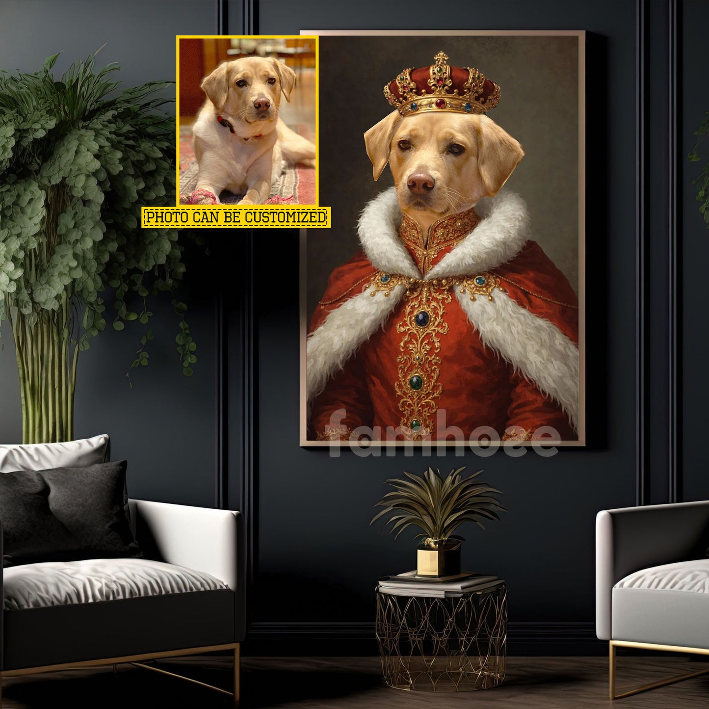 Personalized Victorian Dog Canvas Painting, Royal Dog Portrait Wall Art Decor, Poster Gift For Dog Lovers