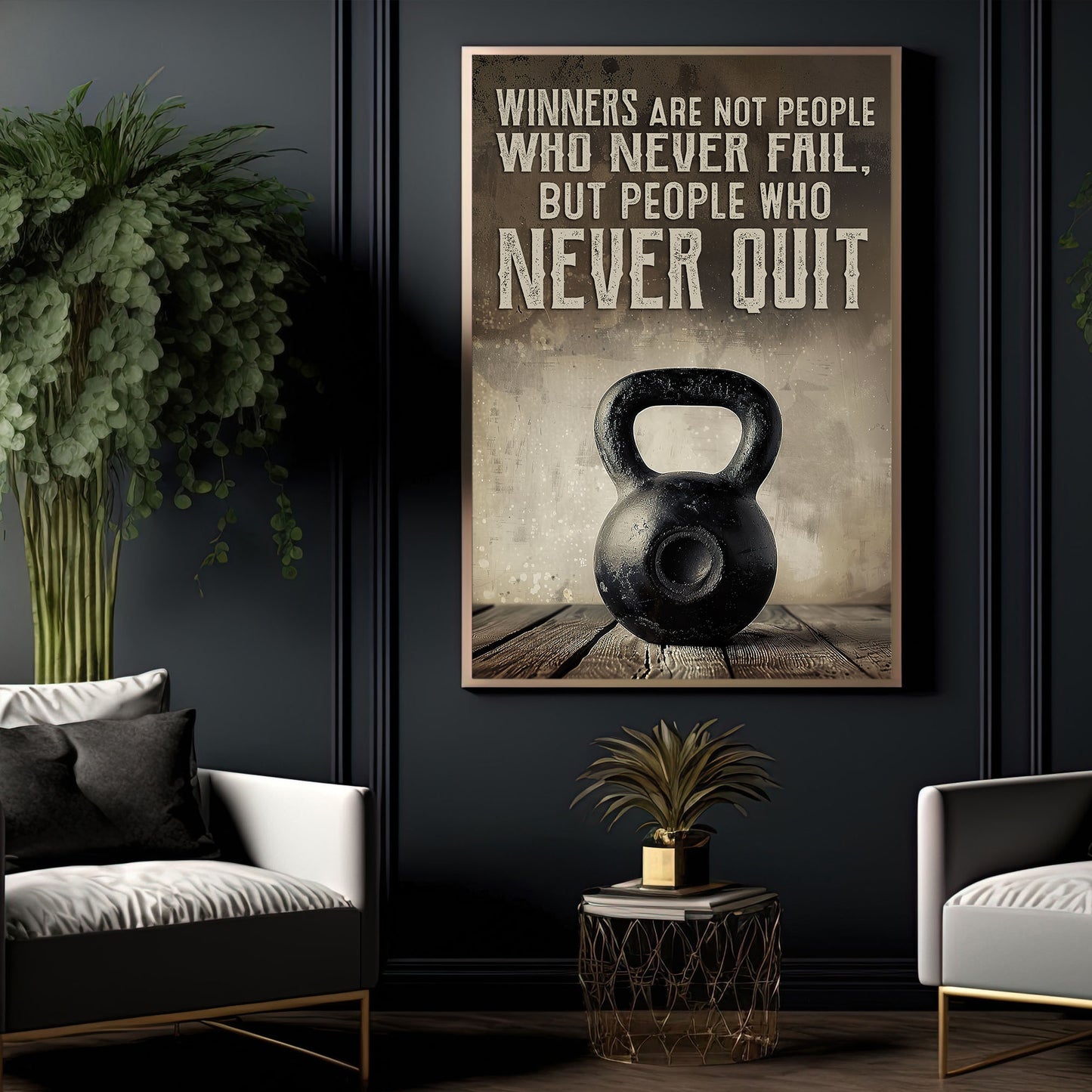 Gym Canvas Painting, Never Quit, Motivational Fitness Quotes Wall Art Decor, Ideal Poster Gift For Sports Enthusiasts