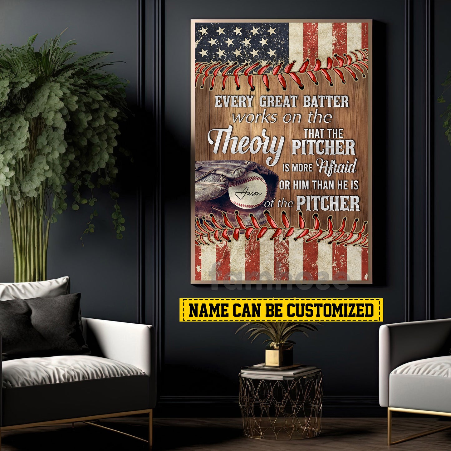 Personalized Baseball Canvas Painting, Every Great Batter Works On The Theory Sport Wall Art Decor, Poster Gift For Baseball Lovers