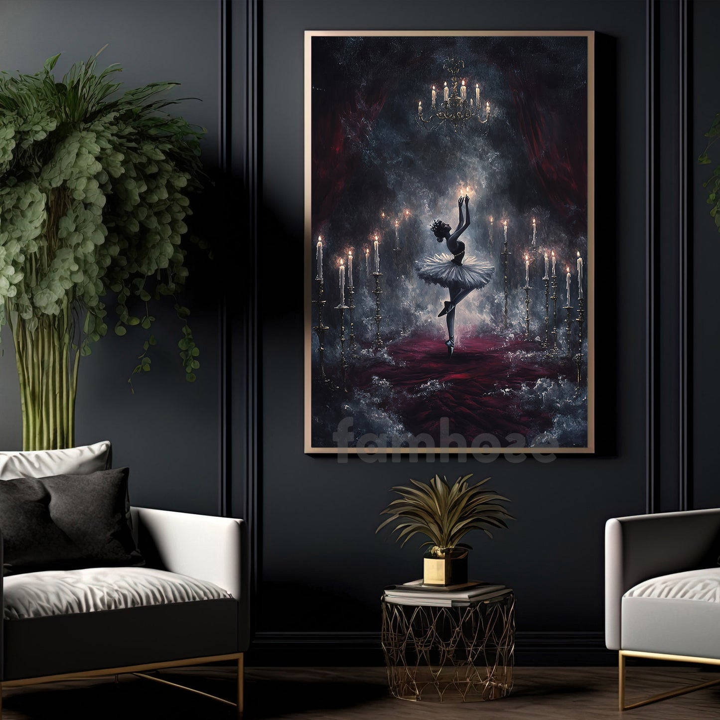 Halloween Ballet Canvas Painting, Candlelight Waltz Wall Art Decor, Spooky Season Poster Gift For Ballet Lovers
