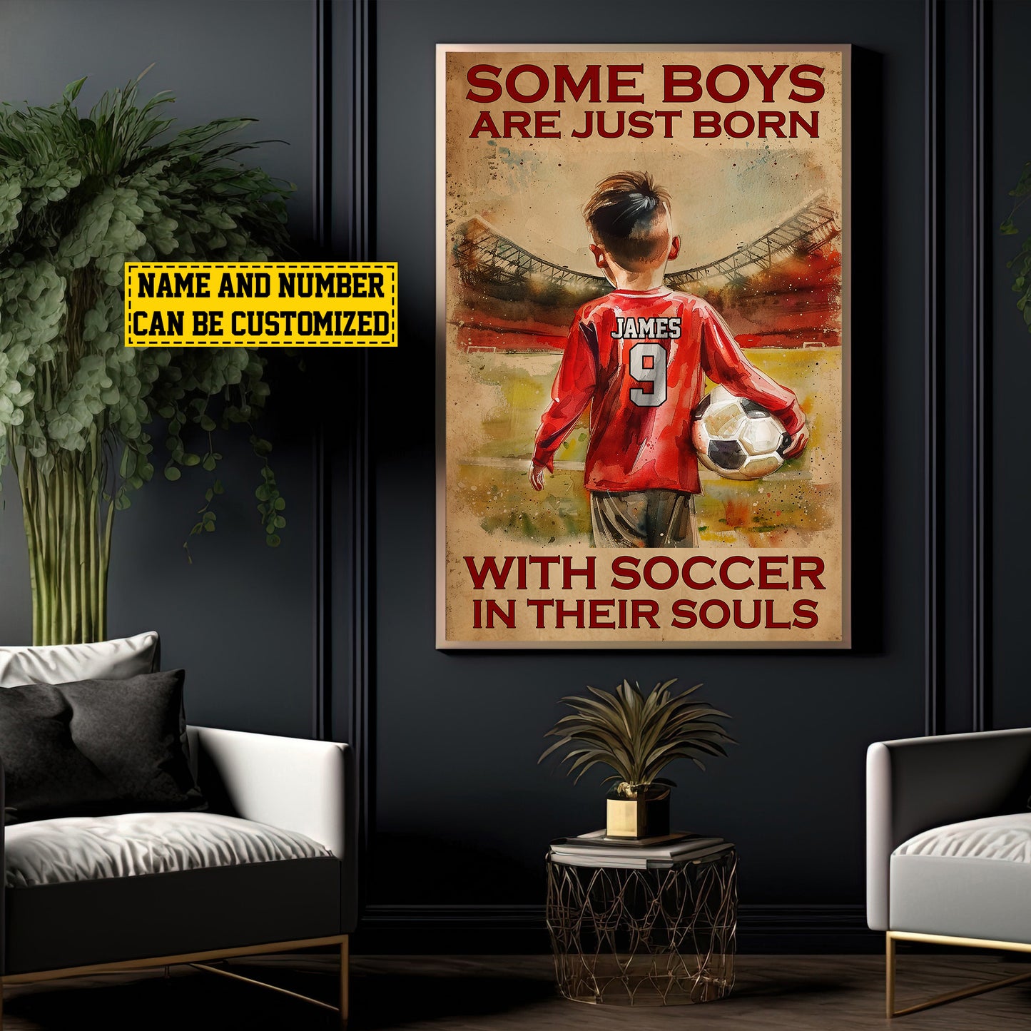 Personalized Funny Soccer Canvas Painting, Some Boys Are Just Born With Soccer, Sports Quotes Wall Art Decor, Poster Gift For Soccer Lovers, Soccer Boys