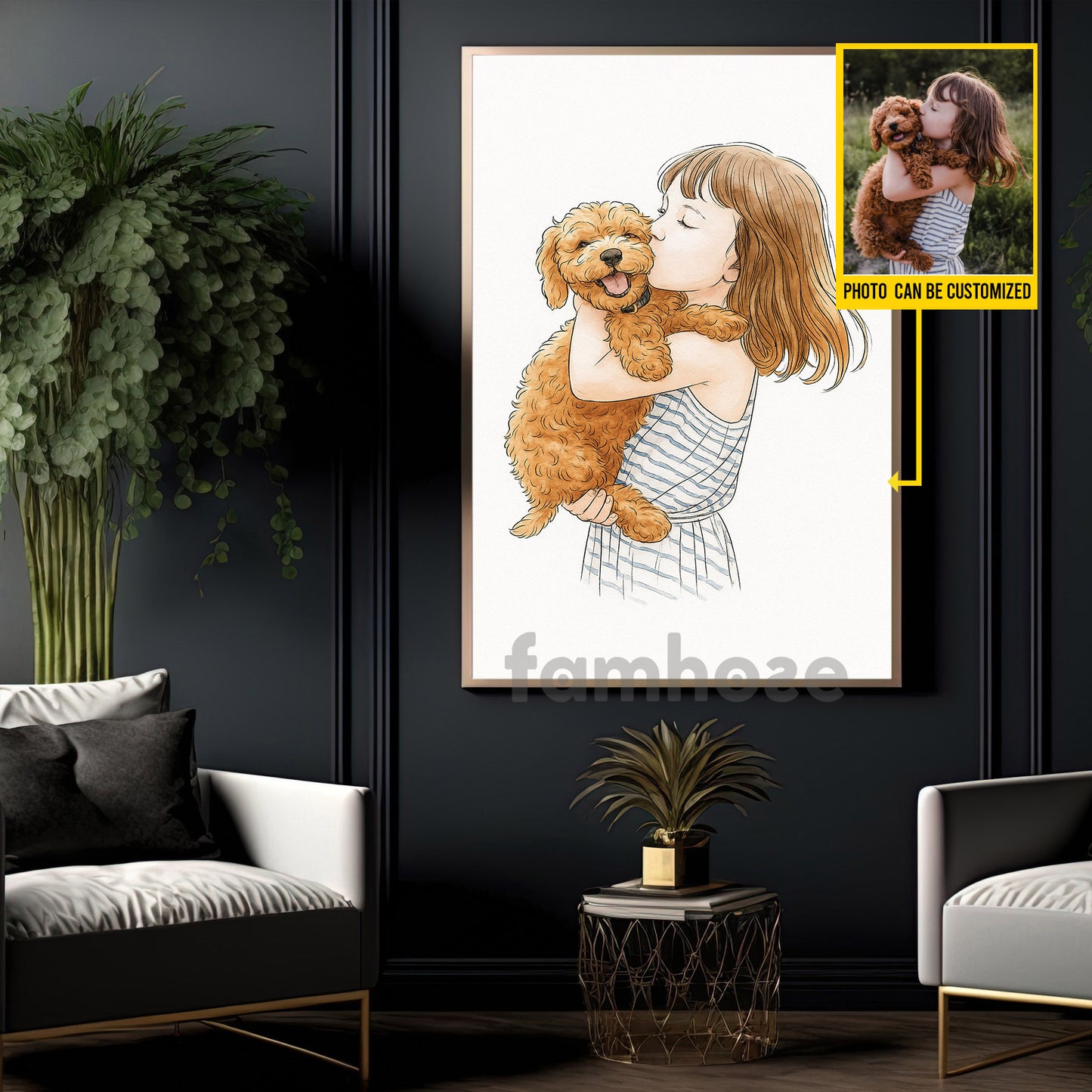 Personalized Photo Pet Canvas Painting, Capture The Love Wall Art Decor, Poster Gift For Pet Lovers