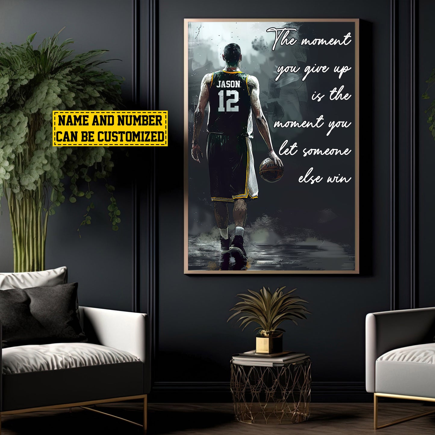 Personalized Motivational Basketball Canvas Painting, The Moment You Give Up, Sports Quotes Wall Art Decor, Poster Gift For Basketball Lovers, Basketball Boys