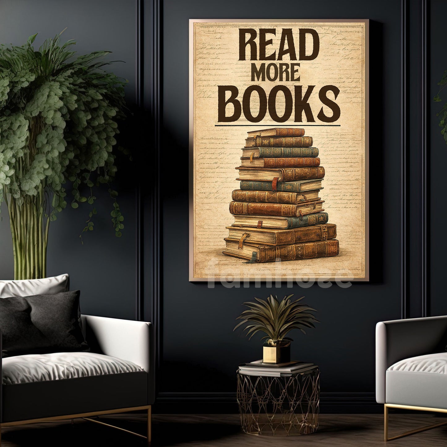 Reading Book Canvas Painting, Read More Books Wall Art Decor, Poster Gift For Reading Lovers