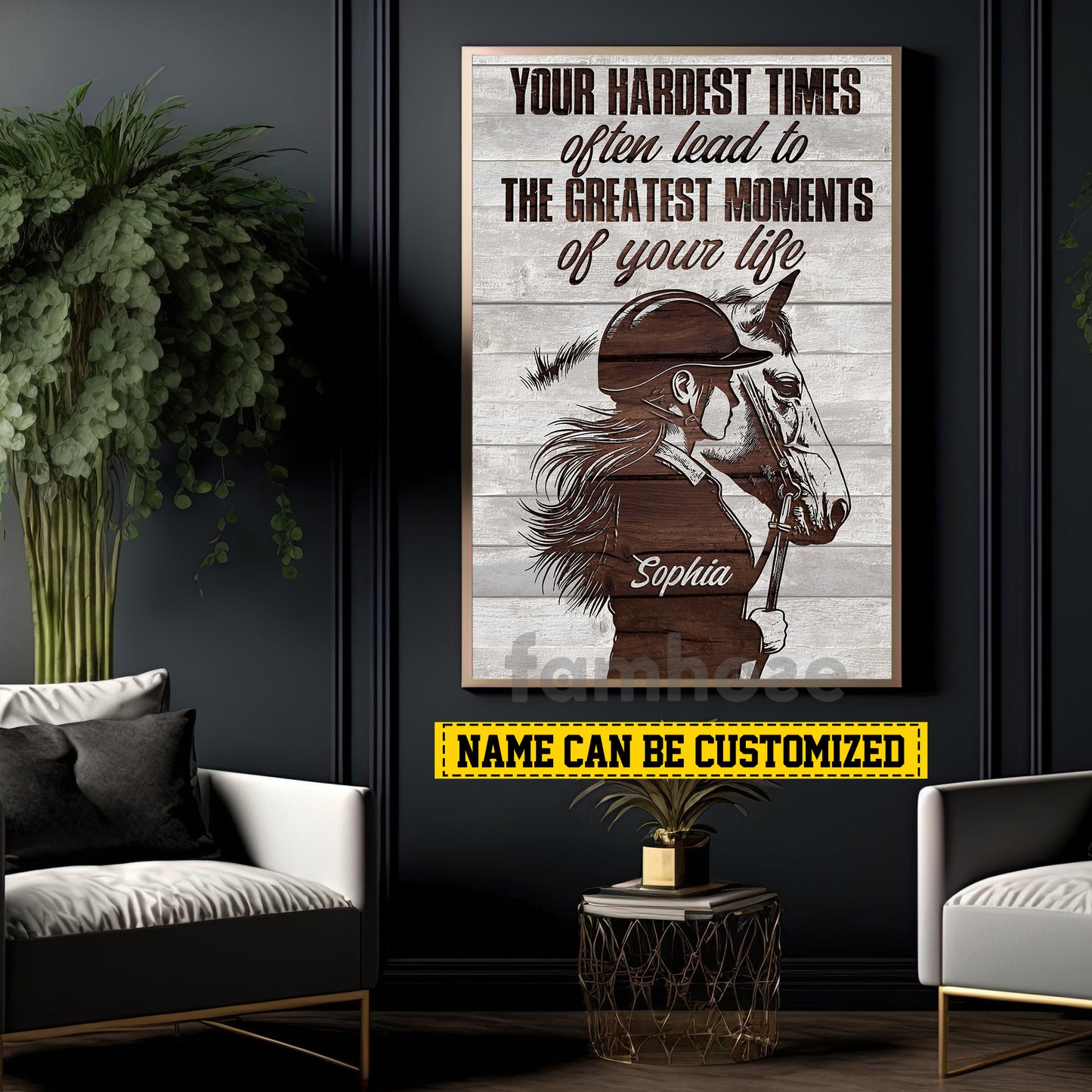 Personalized Horse Riding Girl Canvas Painting, Your Hardest Times Often Lead To The Greatest Moments Wall Art Decor, Poster Gift For Horse Girl