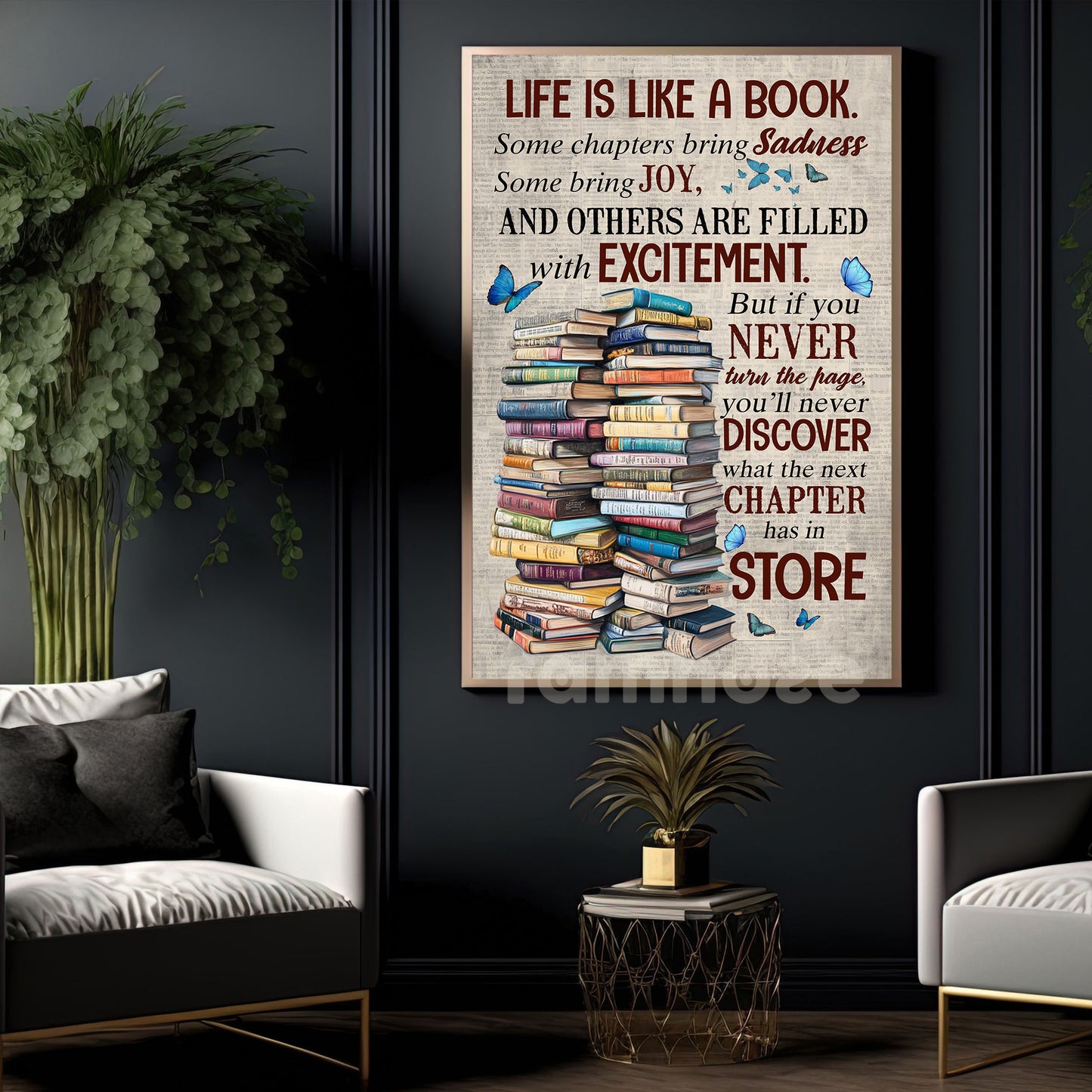 Reading Book Canvas Painting, Life Is Not A Book Wall Art Decor, Poster Gift For Reading Lovers