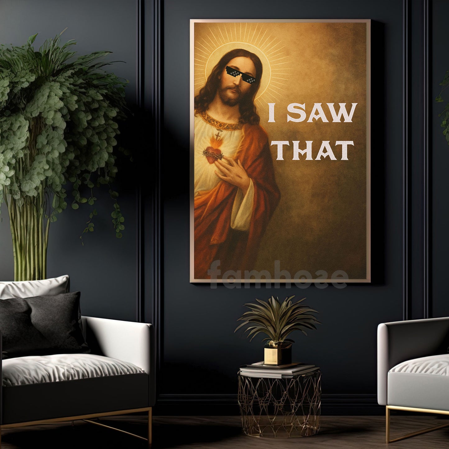 Funny God Canvas Painting, I Saw That Wall Art Decor, Christian Poster Gift