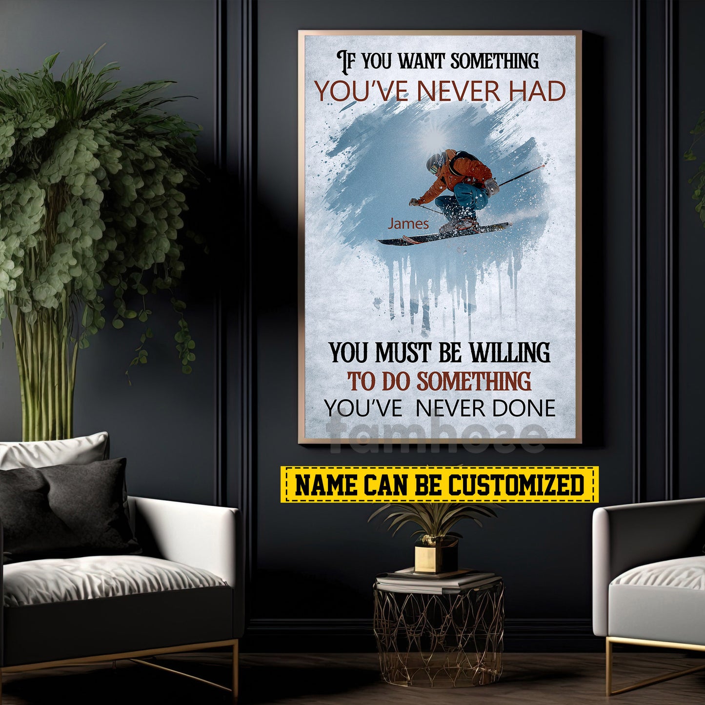 Personalized Skiing Man Canvas Painting, If You Want Something You've Never Had Sport Wall Art Decor, Poster Gift For Skiing Lovers