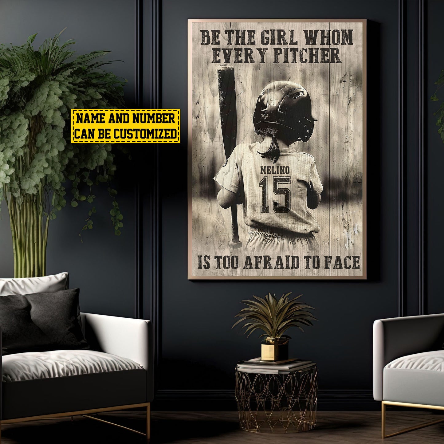 Be The Girl Whom Every Pitcher Is Too Afraid To Face, Personalized Softball Girl Canvas Painting, Sports Quotes Wall Art Decor, Poster Gift For Softball Lovers