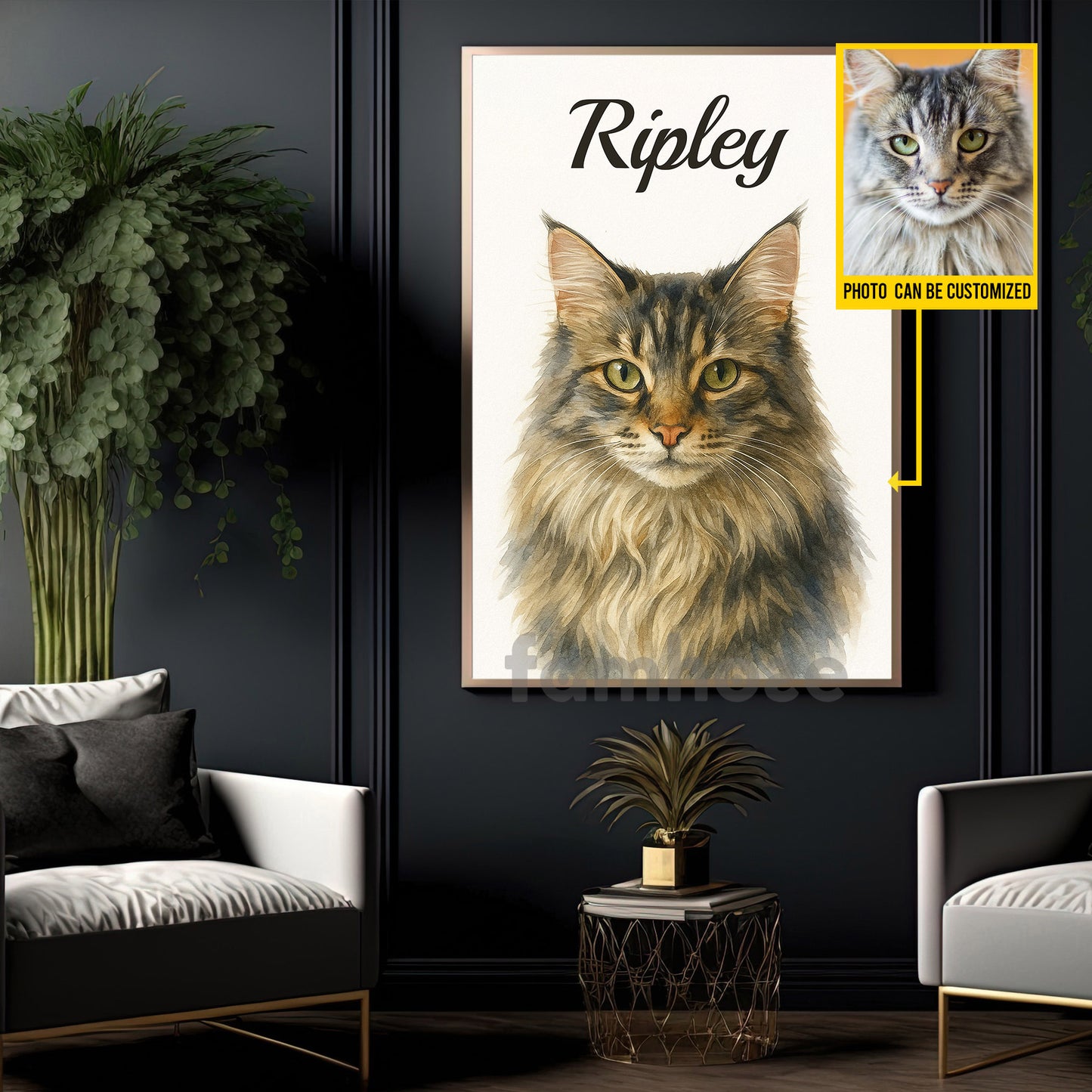 Personalized Photo Pet Canvas Painting, Pet Portrait Wall Art Decor, Poster Gift For Pet Lovers