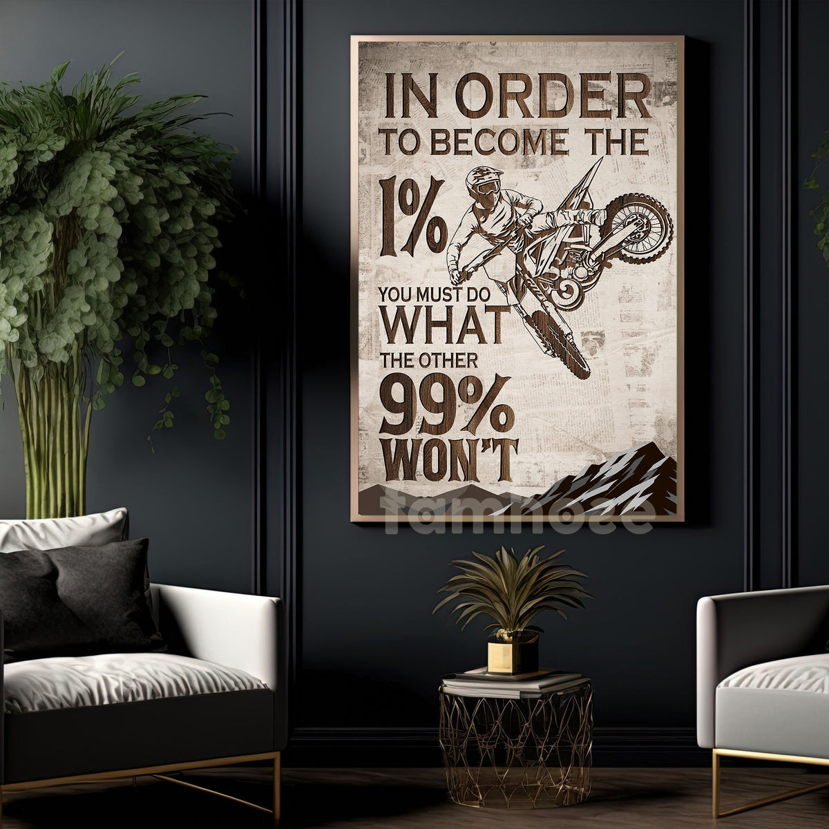 Motocross Dirt Bike Canvas Painting, In Order To Become The 1% Wall Art Decor, Poster Gift For Dirt Bike Lovers