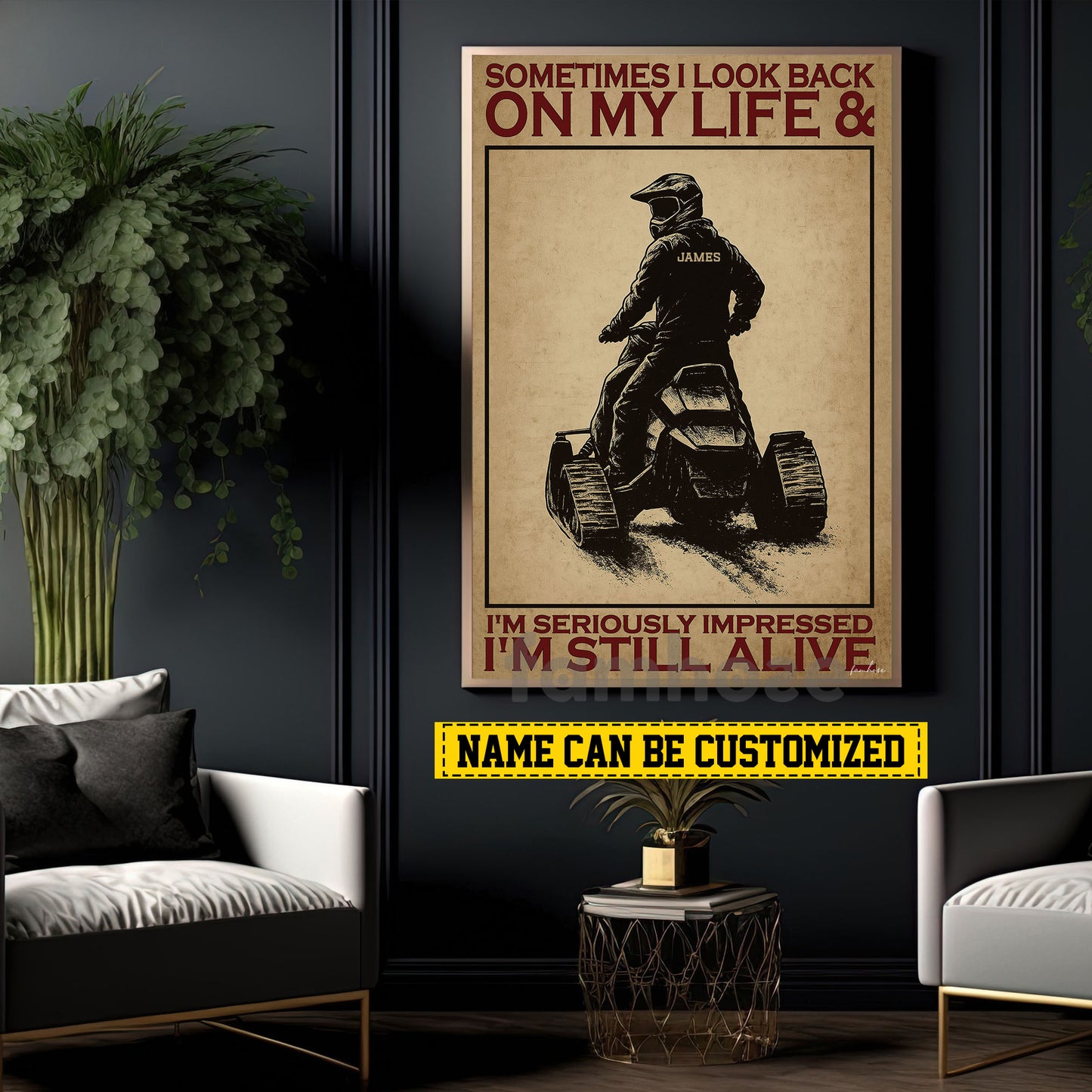 Funny Personalized Snowmobile Man Canvas Painting, I'm Still Alive Wall Art Decor, Poster Gift For Snowmobiling Lovers