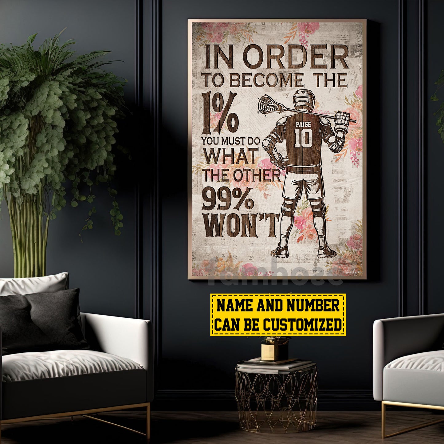 Personalized Lacrosse Man Canvas Painting, In Order To Become The 1% Sports Wall Art Decor, Poster Gift For Lacrosse Lovers