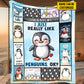 Cute Personalized Penguin Fleece Blanket, I Just Really Like Penguins Woven Blanket, Sherpa Blanket Gift For Kids, Penguin Lovers