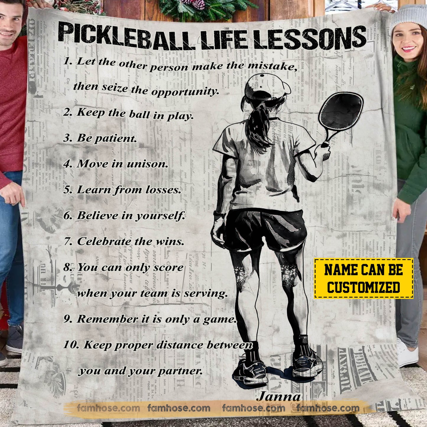 Vintage Personalized Pickleball Girl Fleece Blanket, Pickleball Life Lessons Sport Woven Blanket - Sherpa Blanket Gift For Pickleball Lovers