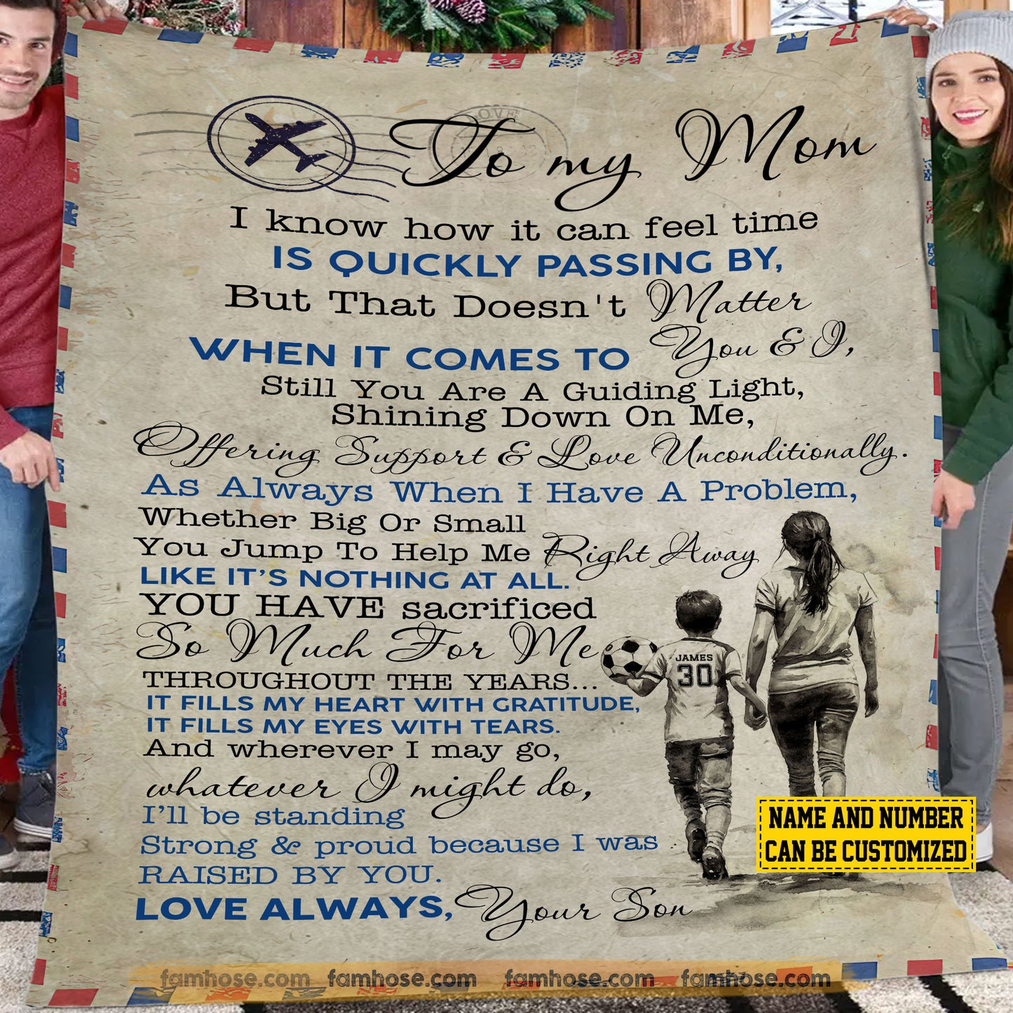 Personalized Soccer Mom Son Fleece Blanket, To My Mom I Know How It Can Feel Sport Woven Blanket, Cool Sherpa Blanket Mother's Day Gift For Mom From Soccer Boy