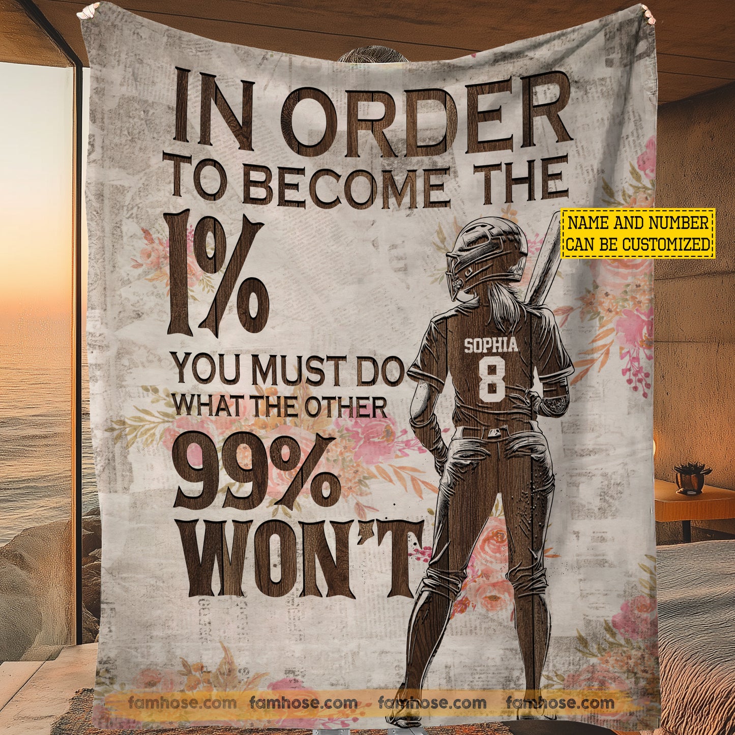 Personalized Softball Girl Fleece Blanket, In Order To Become The 1% Sport Woven Blanket, Sherpa Blanket Gift For Softball Lovers