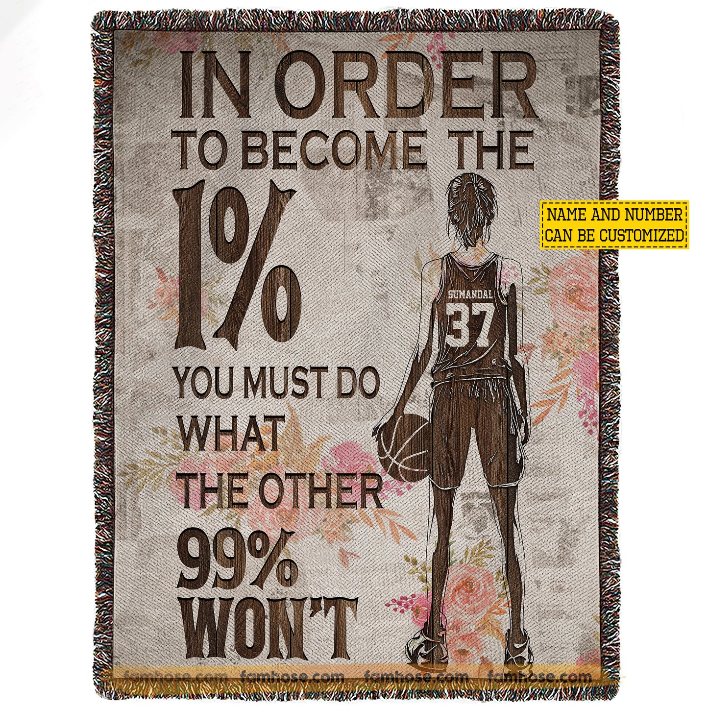 Personalized Basketball Girl Fleece Blanket, In Order To Become The 1% Sport Woven Blanket, Sherpa Blanket Gift For Basketball Lover