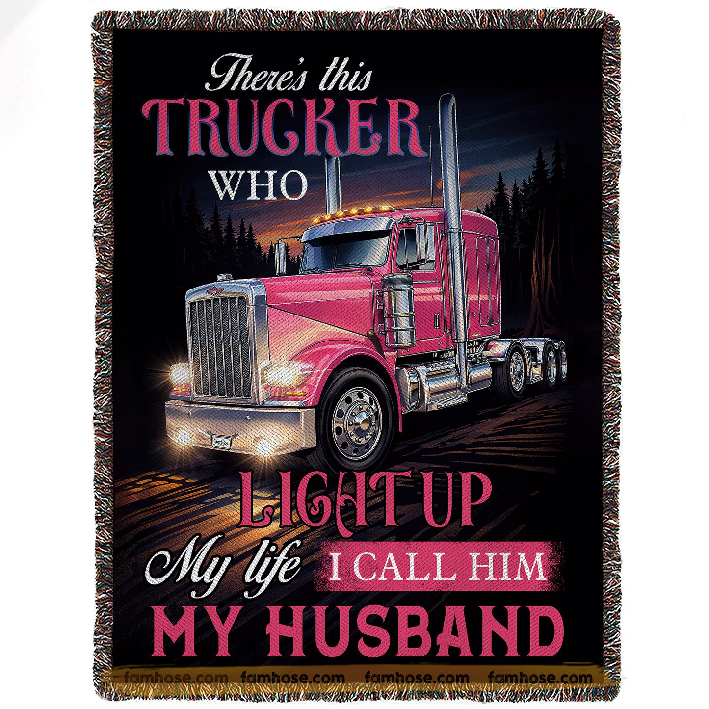 Trucker's Wife Fleece Blanket, There's This Trucker Woven Blanket, Cozy Sherpa Blanket Valentine Gift For Trucker's Wife