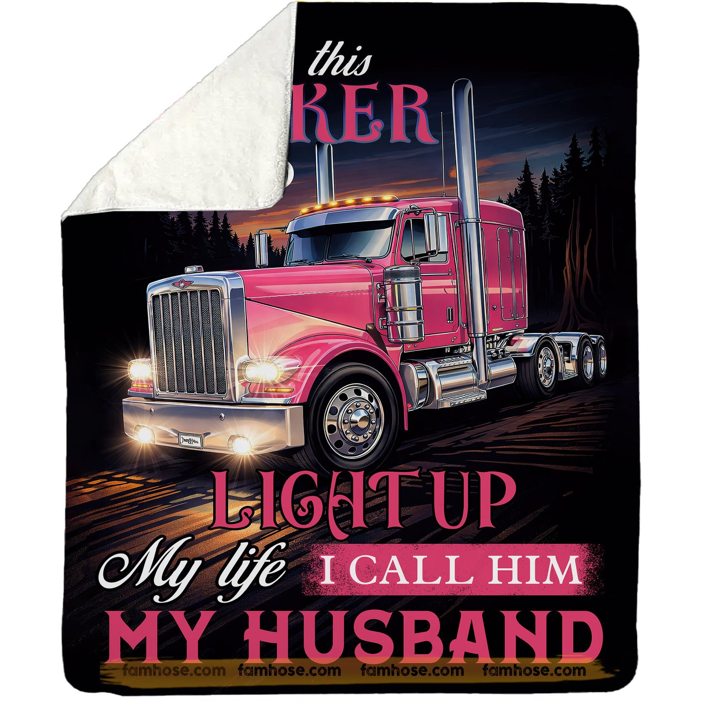 Trucker's Wife Fleece Blanket, There's This Trucker Woven Blanket, Cozy Sherpa Blanket Valentine Gift For Trucker's Wife