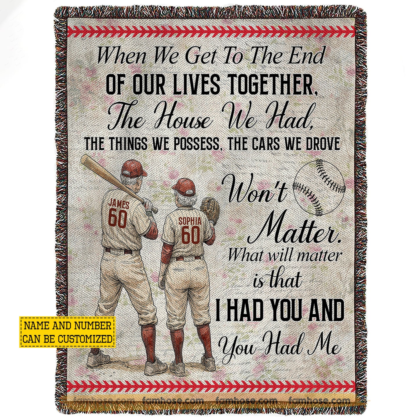 Personalized Baseball Old Couple Fleece Blanket, When We Get To The End Sport Woven Blanket, Cool Sherpa Blanket Gift For Old Baseball Couples