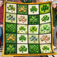 Shamrock Fleece Blanket, Patchwork Of Lucky Shamrock Woven Blanket, Sherpa Blanket Patrick's Day Gift For For Irish Lovers