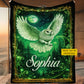 Personalized Owl Fleece Blanket, Moonlit Snowy Owl Sherpa Blanket, Woven Blanket Gift For Owl Lovers