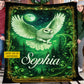Personalized Owl Fleece Blanket, Moonlit Snowy Owl Sherpa Blanket, Woven Blanket Gift For Owl Lovers