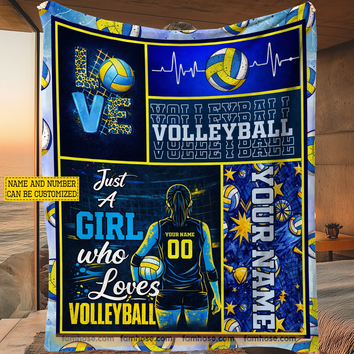 Personalized Volleyball Girl Fleece Blanket, Just A Girl Who Loves Volleyball Sport Woven Blanket, Cozy Sherpa Blanket Gift For Volleyball Lovers