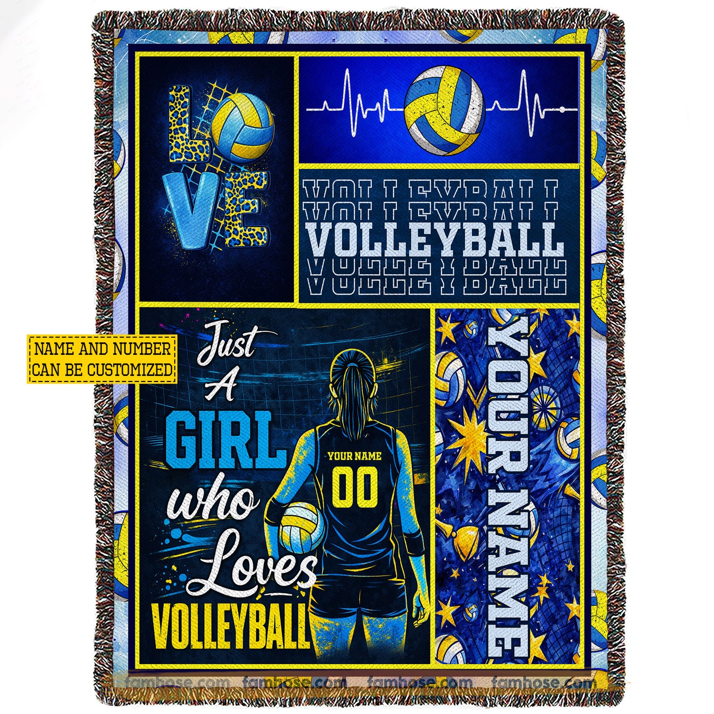 Personalized Volleyball Girl Fleece Blanket, Just A Girl Who Loves Volleyball Sport Woven Blanket, Cozy Sherpa Blanket Gift For Volleyball Lovers