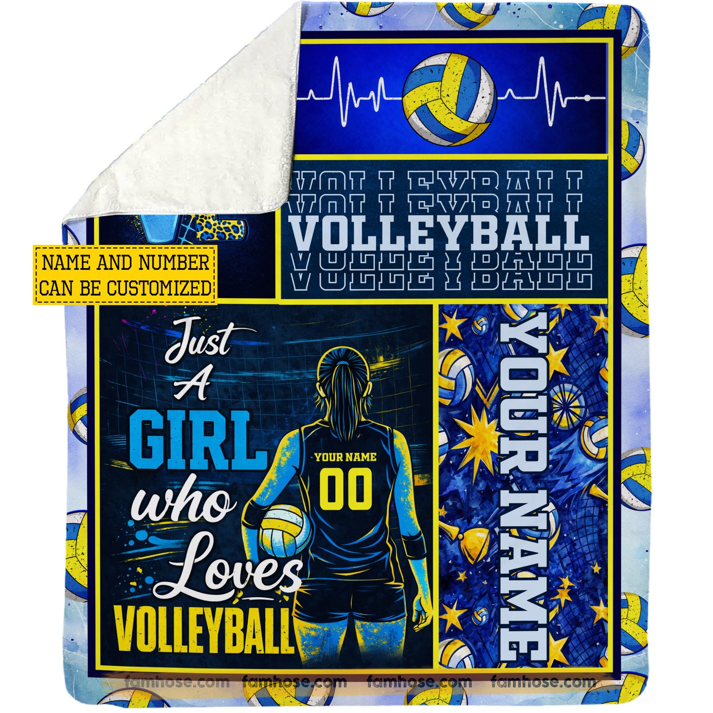 Personalized Volleyball Girl Fleece Blanket, Just A Girl Who Loves Volleyball Sport Woven Blanket, Cozy Sherpa Blanket Gift For Volleyball Lovers