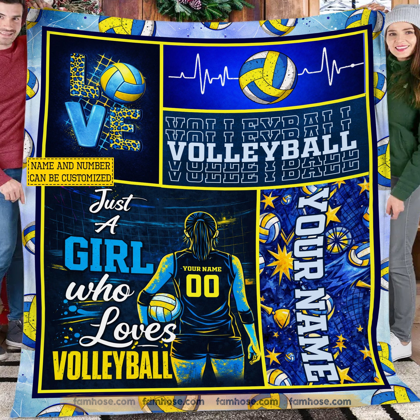 Personalized Volleyball Girl Fleece Blanket, Just A Girl Who Loves Volleyball Sport Woven Blanket, Cozy Sherpa Blanket Gift For Volleyball Lovers