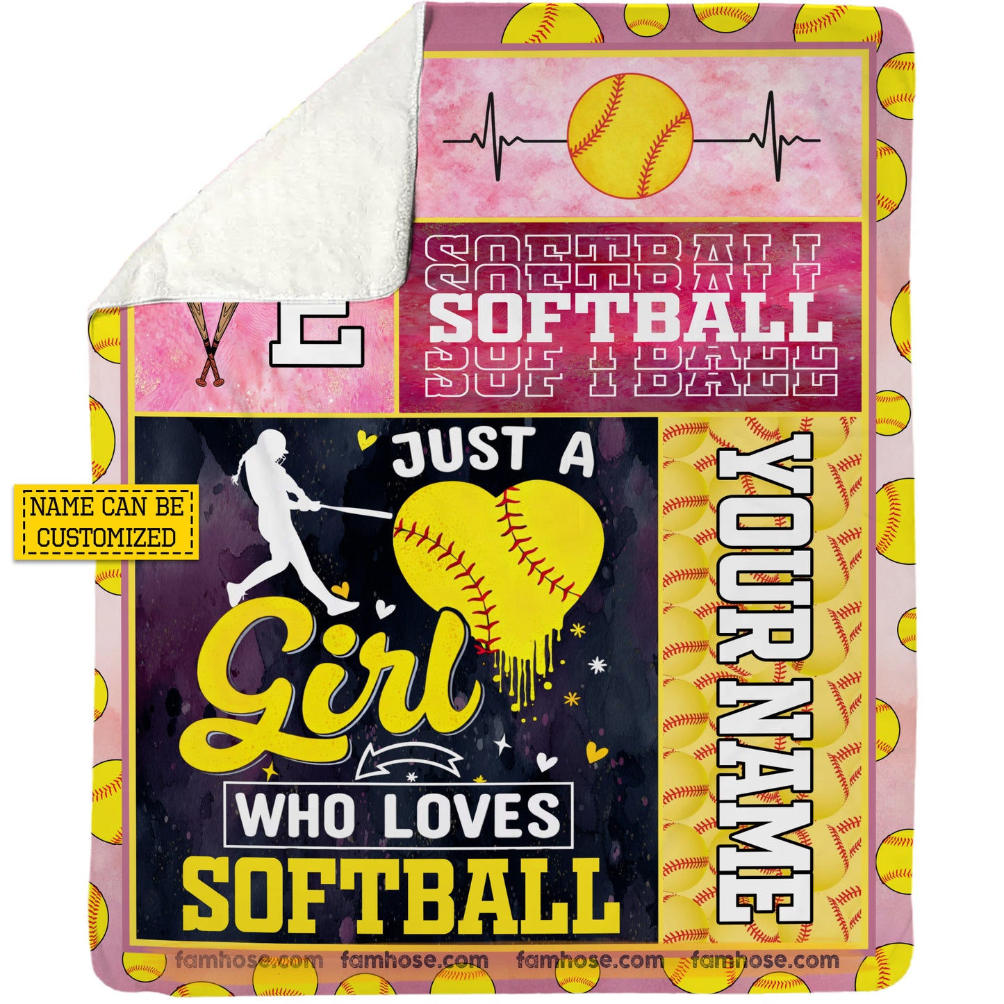 Personalized Softball Girl Fleece Blanket, Just A Girl Who Loves Softball Sport Woven Blanket, Cozy Sherpa Blanket Gift For Softball Lovers