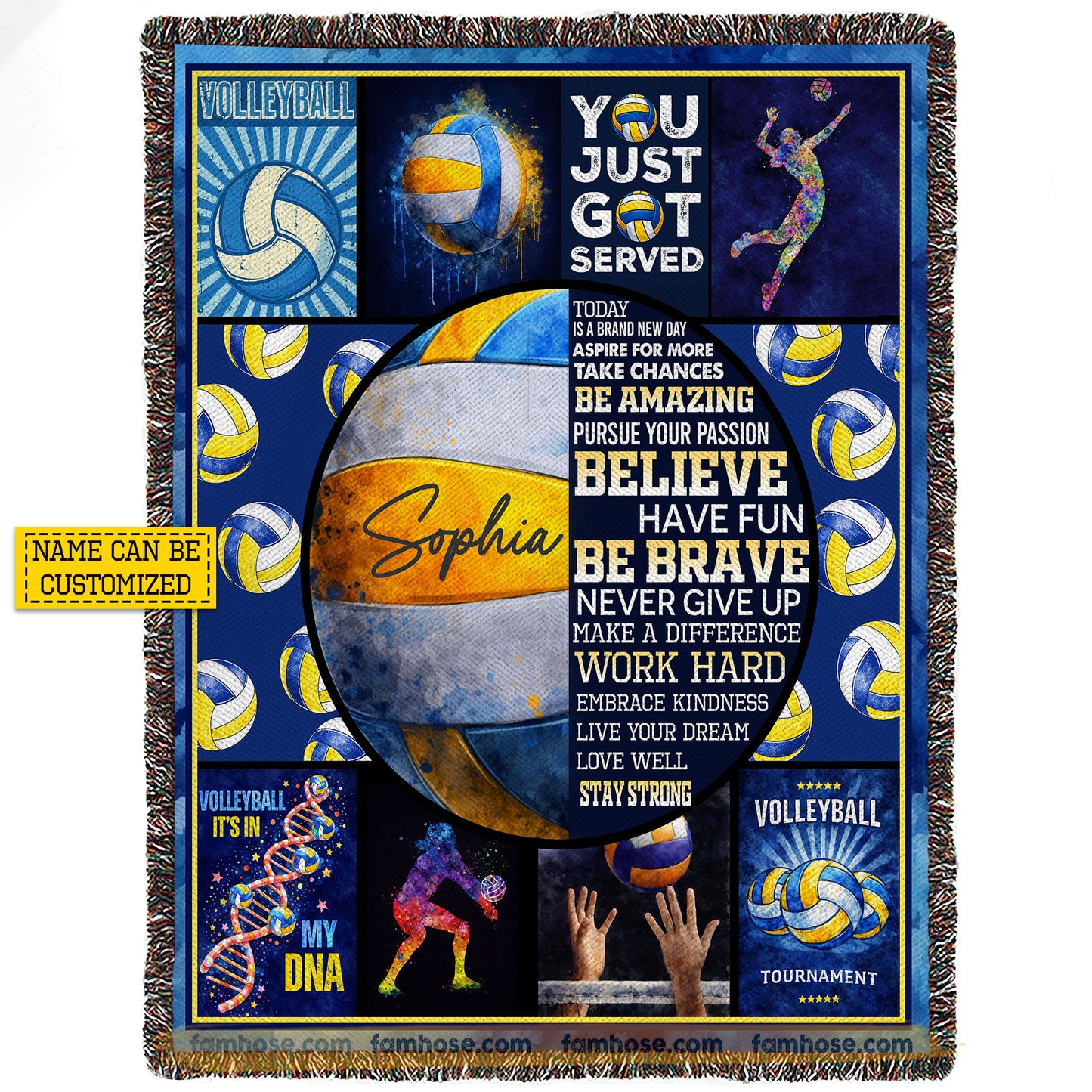 Personalized Volleyball Fleece Blanket, You Just Got Served Sport Woven Blanket, Cozy Sherpa Blanket Gift For Volleyball Lovers