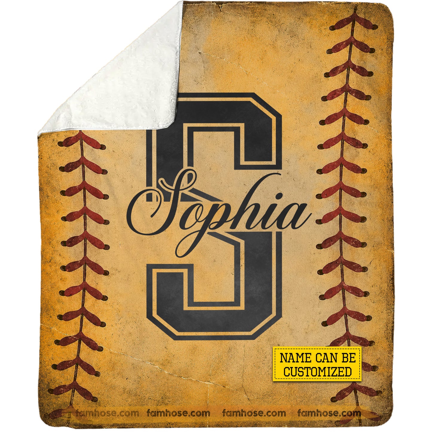 Vintage Personalized Softball Fleece Blanket, Diamond Queen Sport Woven Blanket, Cozy Sherpa Blanket Gift For Softball Lover