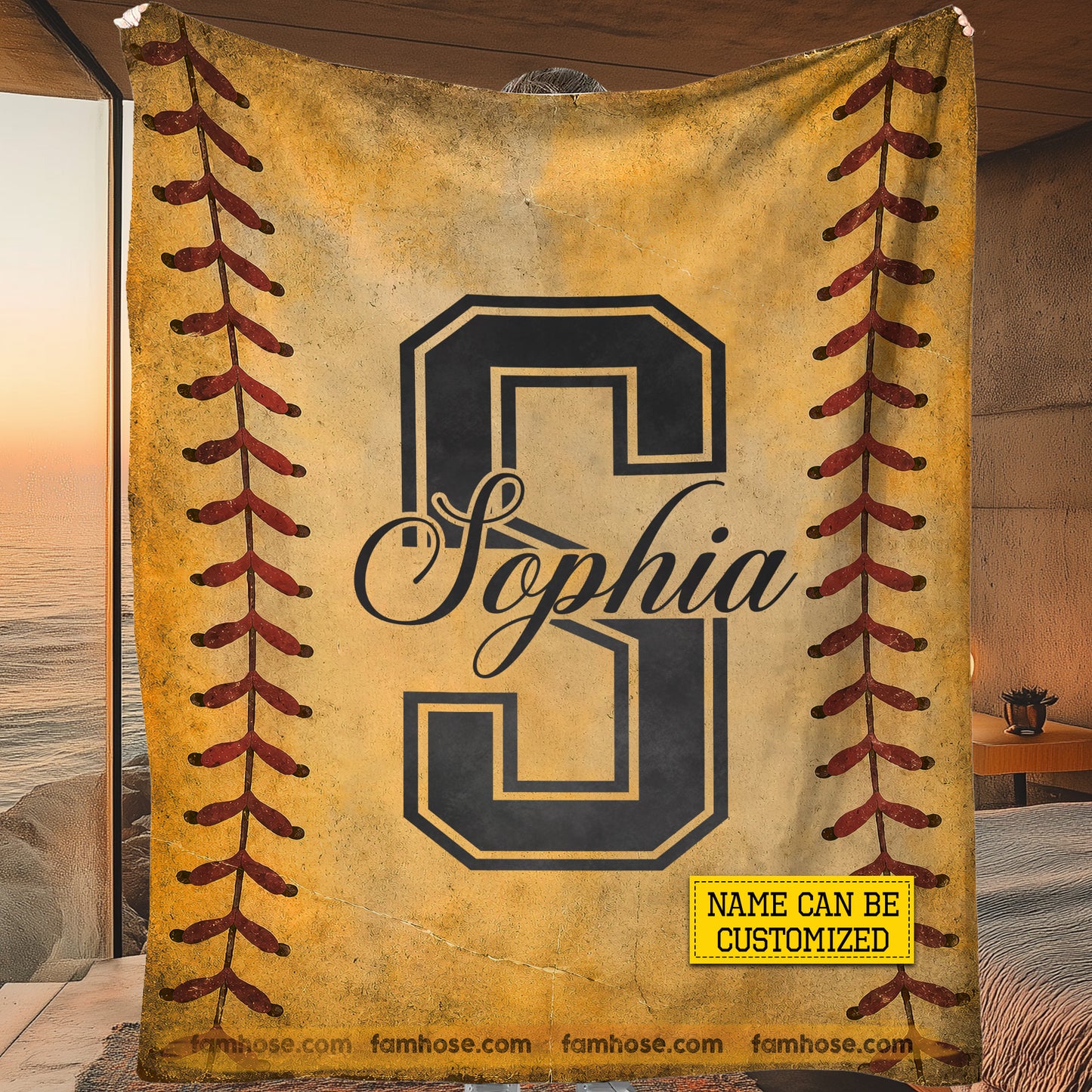 Vintage Personalized Softball Fleece Blanket, Diamond Queen Sport Woven Blanket, Cozy Sherpa Blanket Gift For Softball Lover